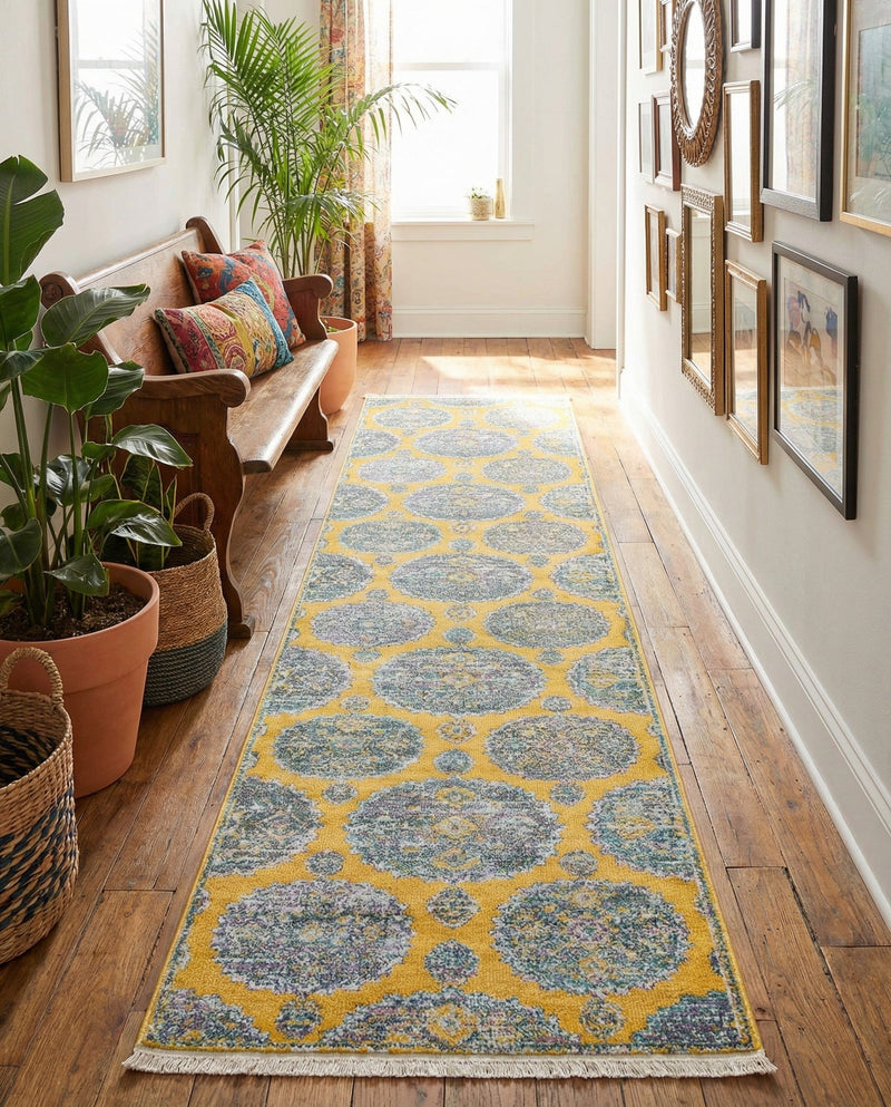 Arcadia Rugs Collection Area Rug -  Atlantis (Yellow) Runner Yellow  lifestyle 36