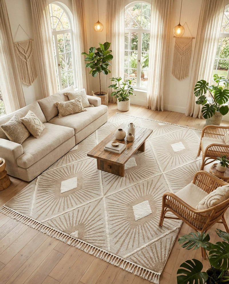 Sahara Chic Collection Area Rug - Marrakech Rectangle Ivory  lifestyle 40