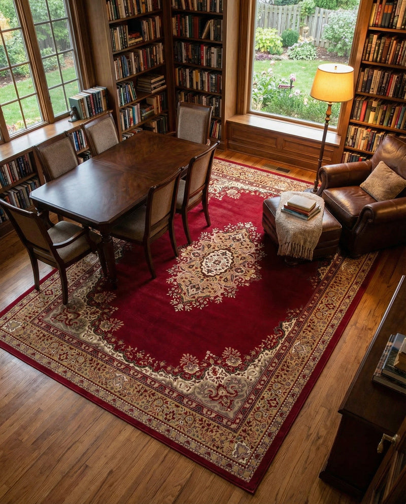 Tabriz Tapestry Collection Area Rug - Azerbaijan (Burgundy) Rectangle Burgundy  lifestyle 21
