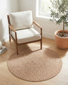 Highland Woven Jute Collection Area Rug - Glenmore (Light Brown) Round Light Brown  lifestyle 56