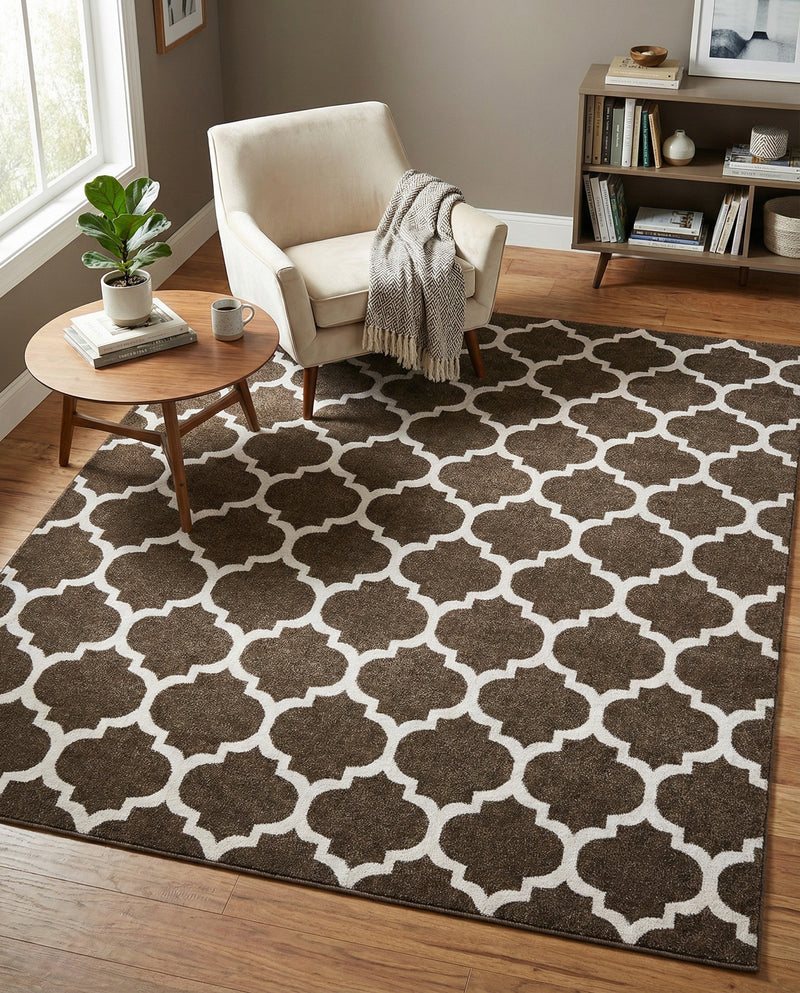 Lattice Gardens Collection Area Rug -  Bloomfield (Chocolate Brown) Rectangle Chocolate Brown  lifestyle 21
