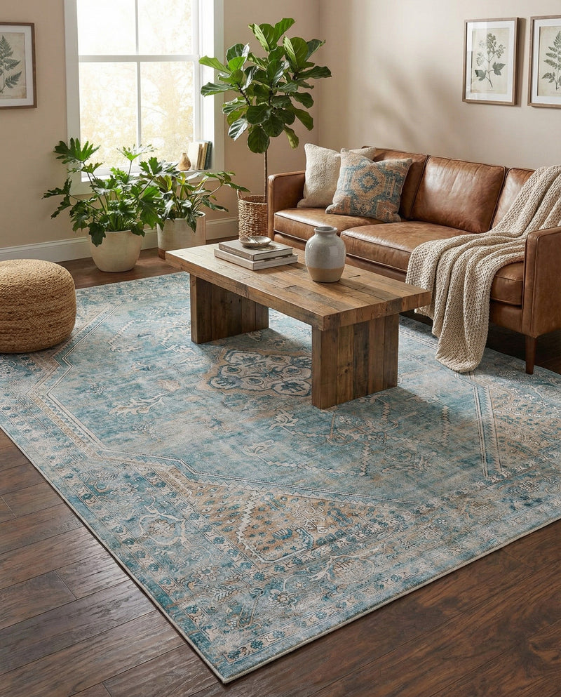 Coastal Haven Collection Area Rug -  Marina Rectangle Blue  lifestyle 55