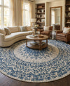 Patio Heritage Collection Area Rug -  Lafayette (Blue) Round Blue  lifestyle 79