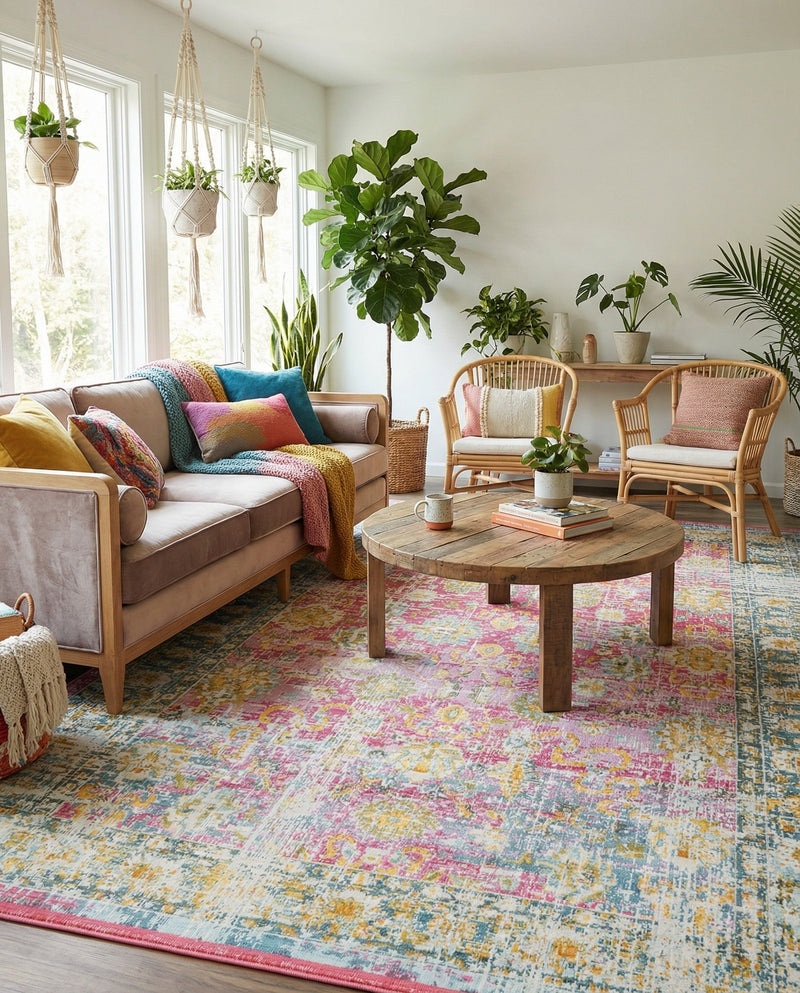 Arcadia Rugs Collection Area Rug -  Shangri-La Rectangle Pink  lifestyle 6