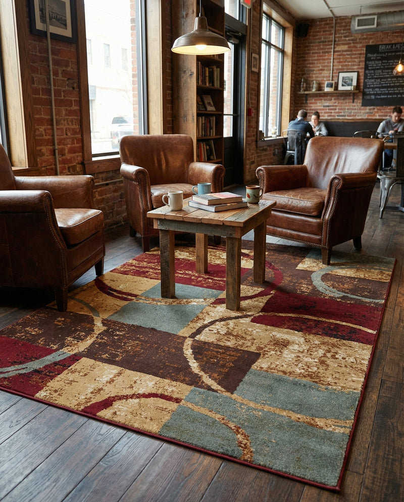 Bistro Lounge Collection Area Rug -  Ristretto Rectangle Multi  lifestyle 15