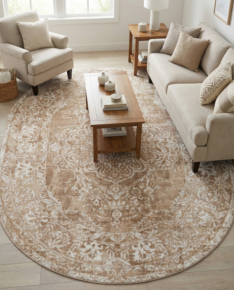 Cambridge Classics Collection Area Rug -  Magdalene (Beige) Oval Beige  lifestyle 51