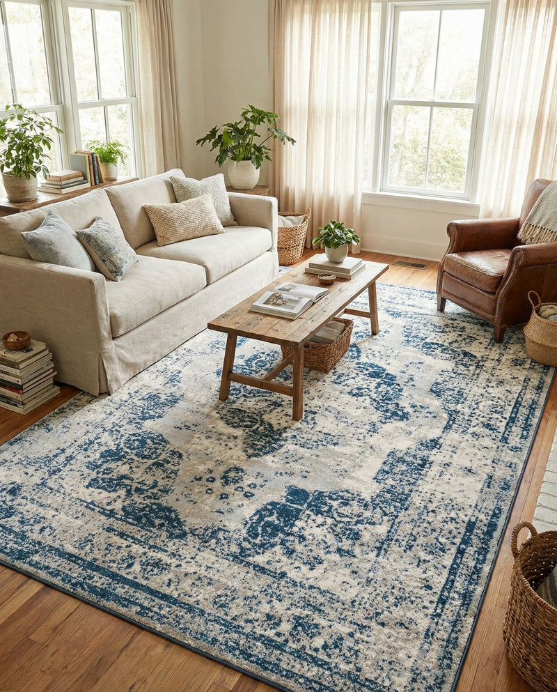 Riviera Elegance Collection Area Rug -  Menton (Blue) Rectangle Blue  lifestyle 27