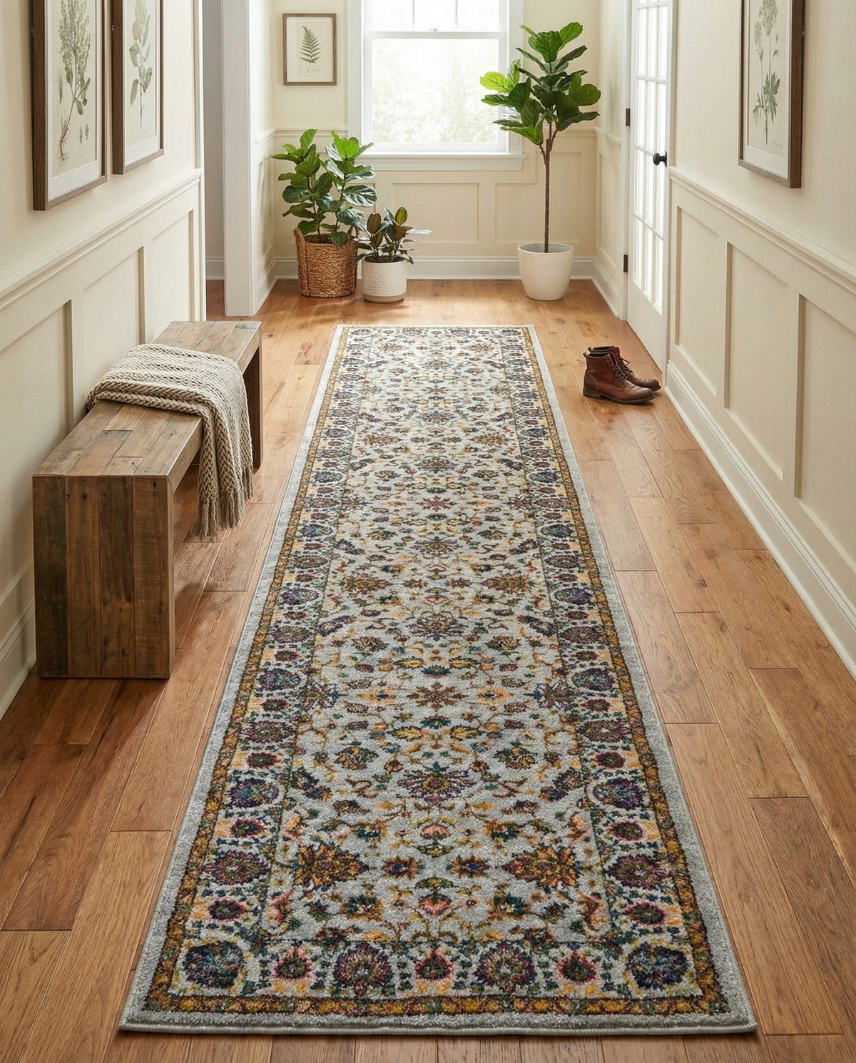 Casablanca Tapestry Collection Area Rug -  Marrakech (Cloud Gray) Runner Cloud Gray  lifestyle 54