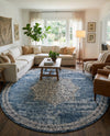 Mykonos Manor Collection Area Rug -  Tinos (Blue) Round Blue  lifestyle 63