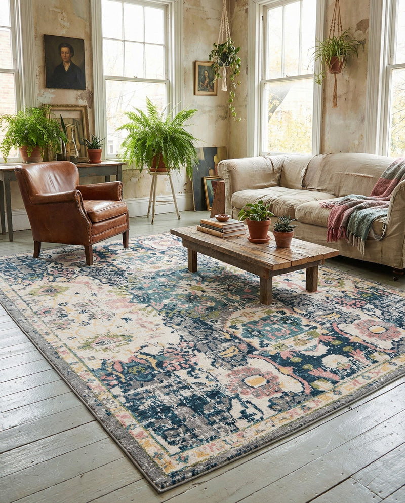Savannah Elegance Collection Area Rug -  Azalea Rectangle Ivory  lifestyle 7