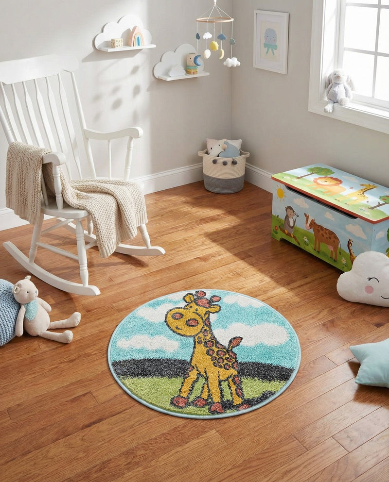 Wonder Tykes Collection Area Rug -  Frolic Round Blue  lifestyle 36