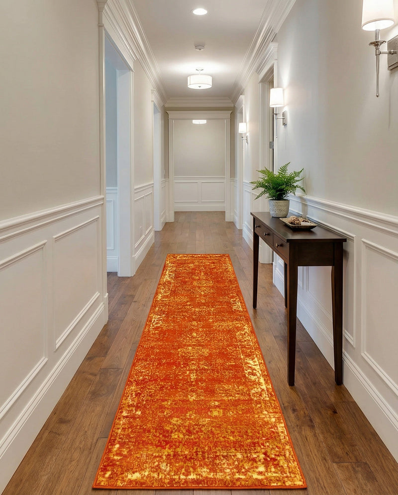 Riviera Elegance Collection Area Rug - Antibes (Orange) Runner Orange  lifestyle 62