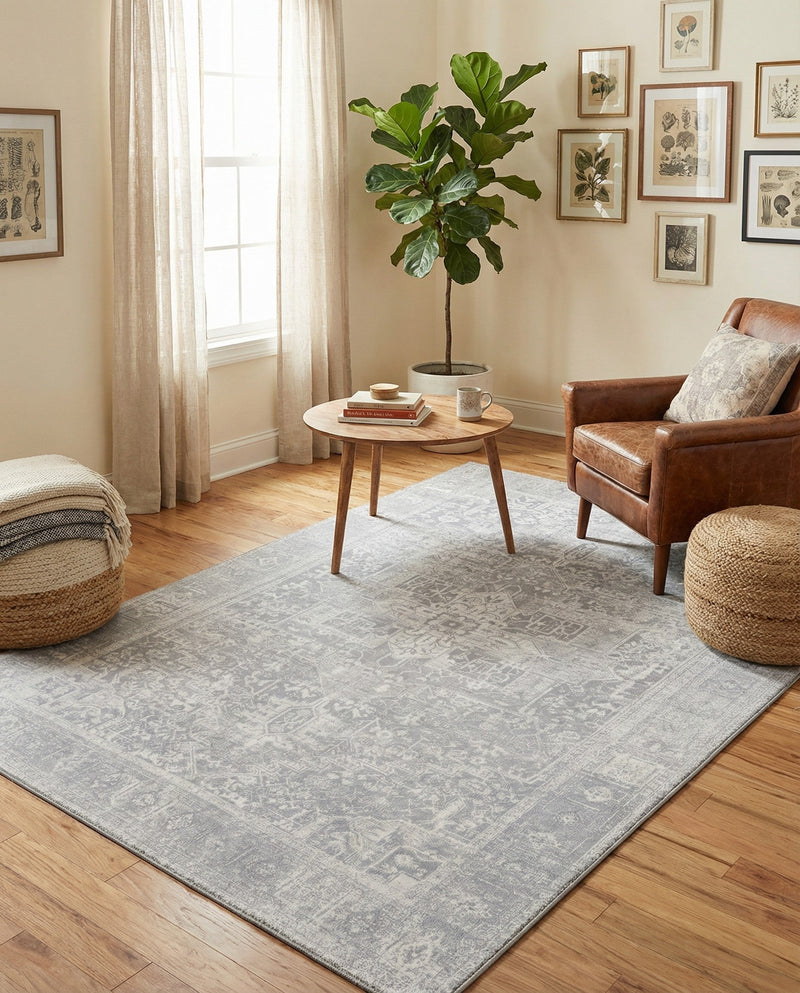 Heritage Elegance Collection Area Rug -  Windsor (Gray) Rectangle Gray  lifestyle 5