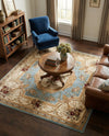 Versailles Elegance Collection Area Rug -  Louveciennes (Light Blue) Square Light Blue  lifestyle 82
