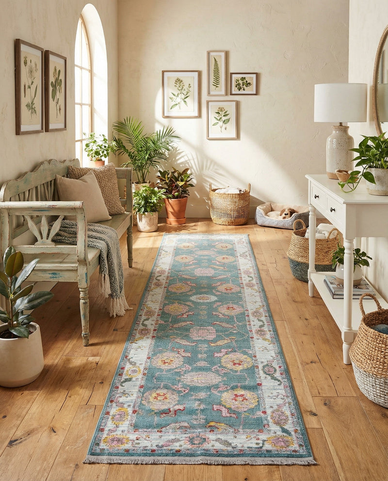 Arcadia Rugs Collection Area Rug - Eden (Gray and Blue) Runner Gray and Blue  lifestyle 66