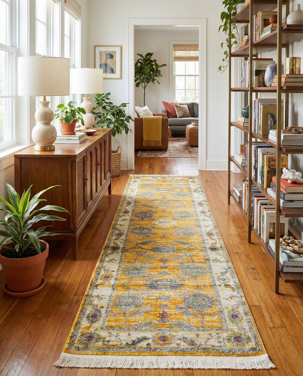 Arcadia Rugs Collection Area Rug - Eden (Yellow) Runner Yellow  lifestyle 100
