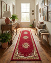 Tabriz Tapestry Collection Area Rug - Azerbaijan (Burgundy) Runner Burgundy  lifestyle 55