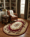 Versailles Elegance Collection Area Rug -  Louveciennes (Red) Oval Red  lifestyle 60