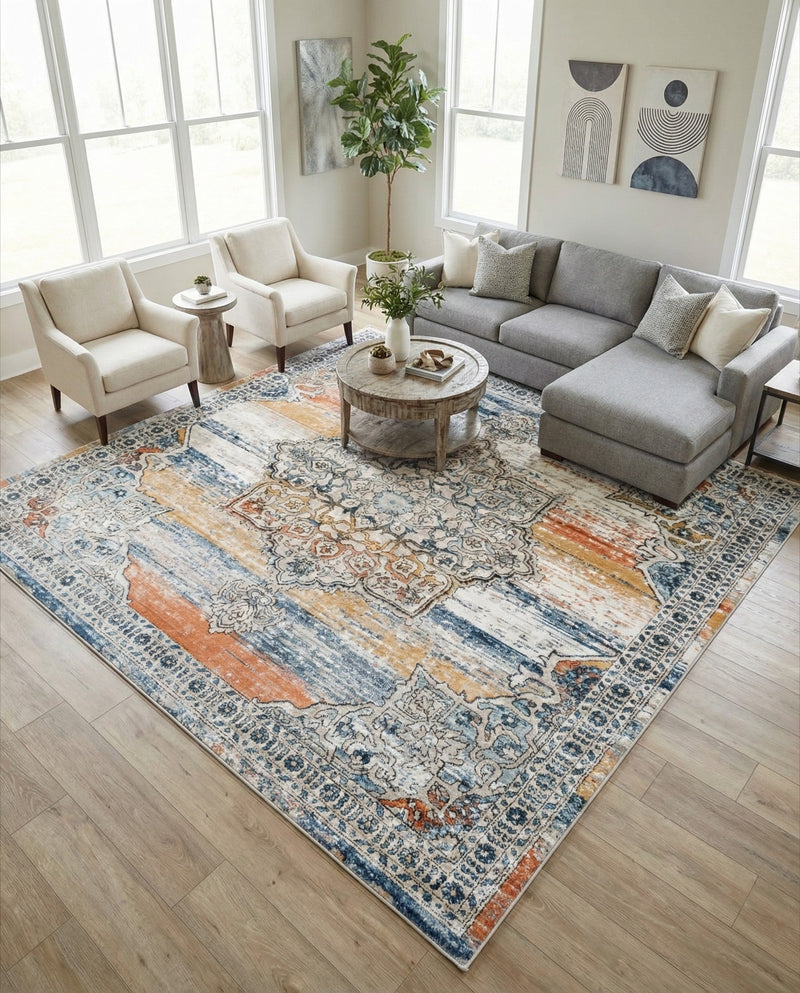 Mykonos Manor Collection Area Rug -  Tinos (Multi) Square Multi  lifestyle 37
