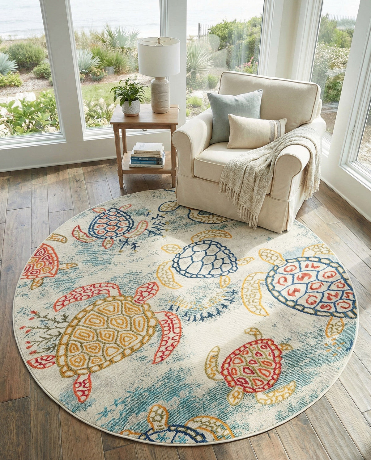 Sorrento Shores Collection Area Rug -  Massa Round Beige  lifestyle 141