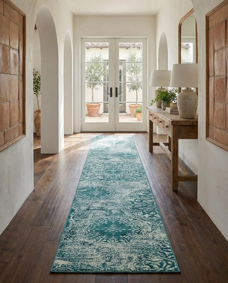 Riviera Elegance Collection Area Rug -  Monaco (Turquoise) Runner Turquoise  lifestyle 37