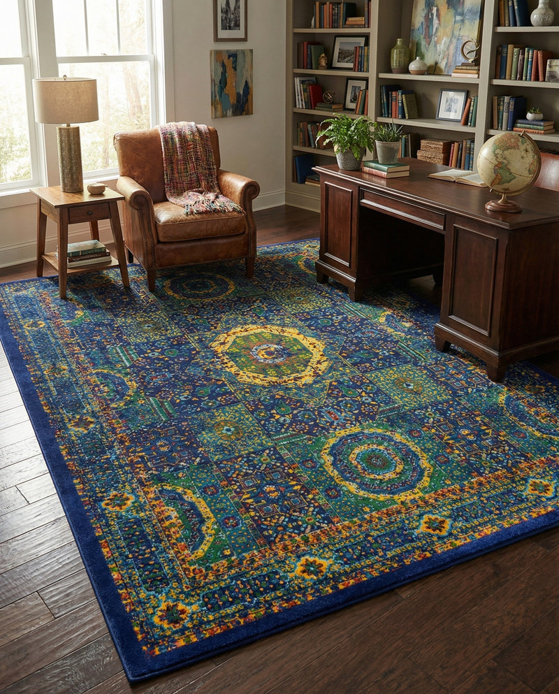 Caribbean Cove Collection Area Rug -  Grenada Rectangle Navy Blue  lifestyle 18