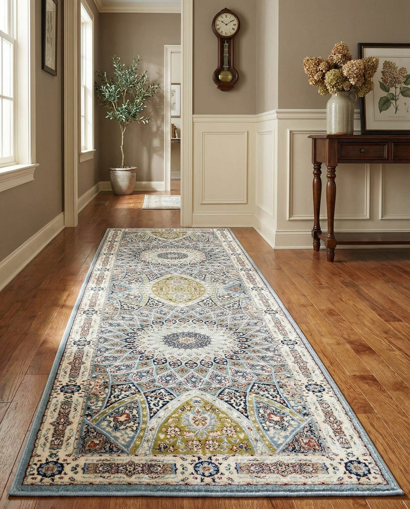 Persian Elegance Collection Area Rug -  Hamedan (Blue) Runner Blue  lifestyle 82