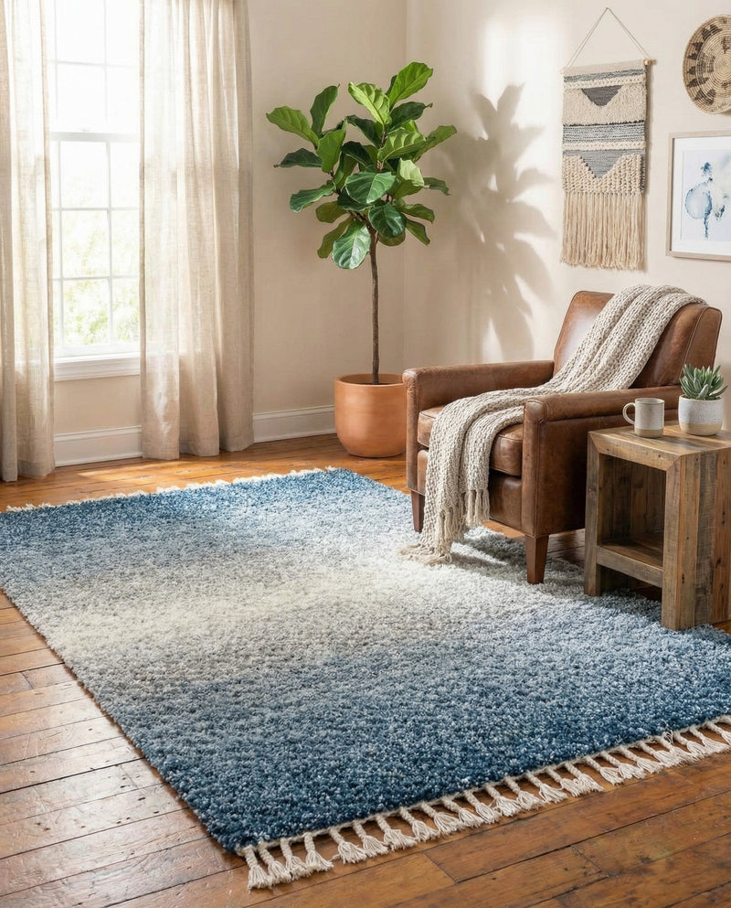 Cozy Cove Shag Collection Area Rug -  Lagoon Rectangle Blue  lifestyle 19