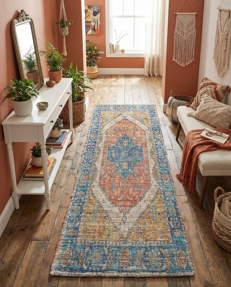 Savannah Threads Collection Area Rug - Charleston Runner Orange Yellow  lifestyle 45