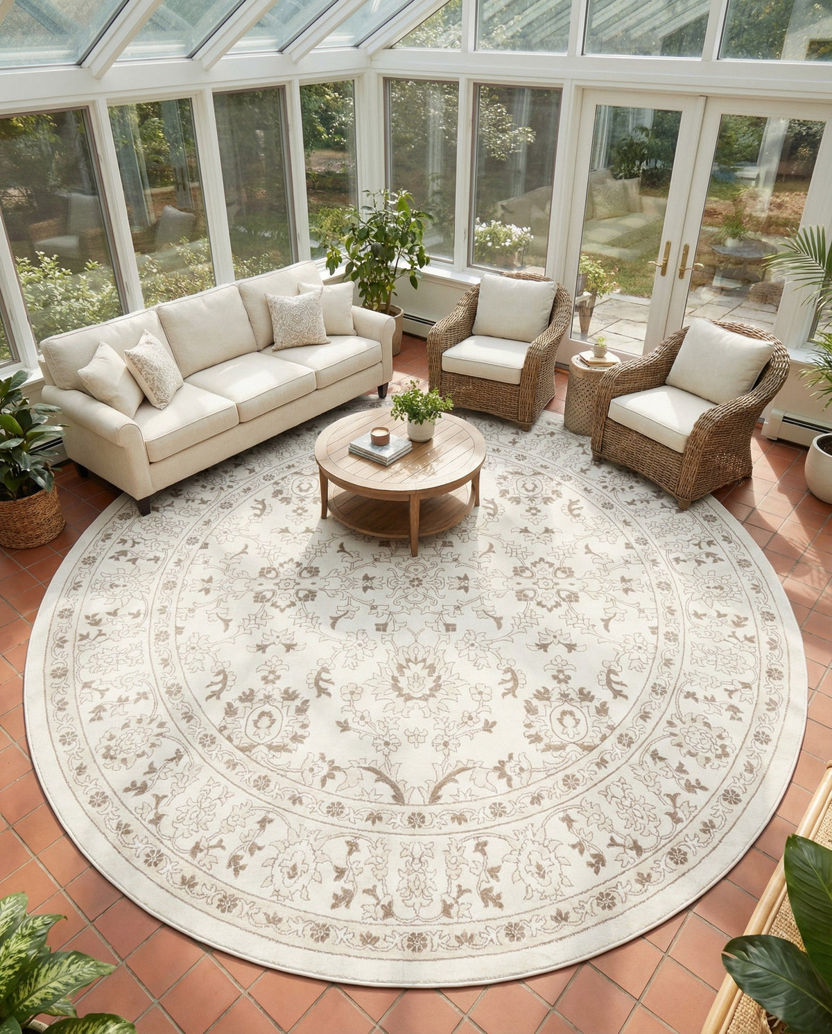 Savannah Elegance Collection Area Rug - Augusta (Ivory) Round Ivory  lifestyle 120