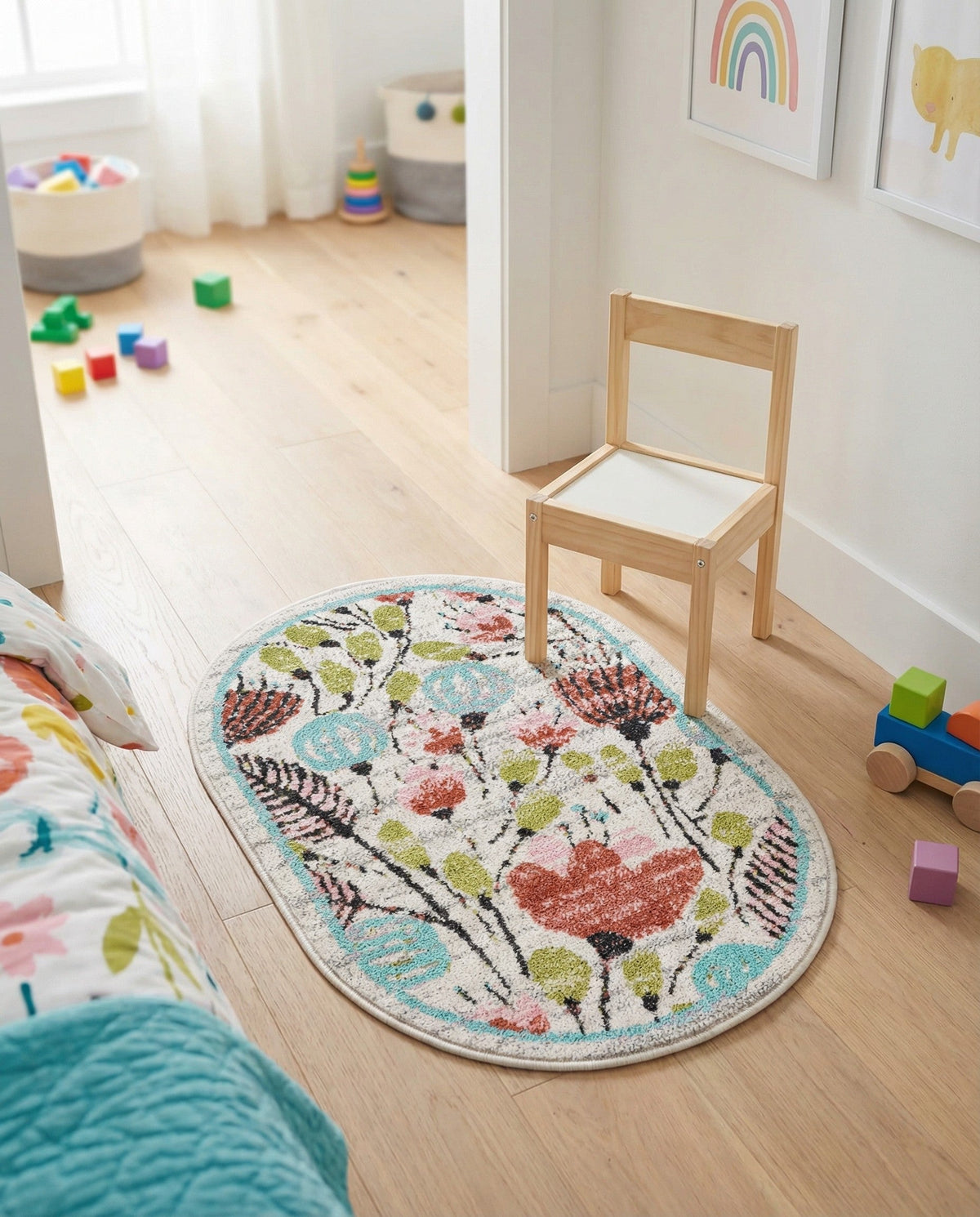Wonder Tykes Collection Area Rug -  Fantasy Oval Ivory  lifestyle 66