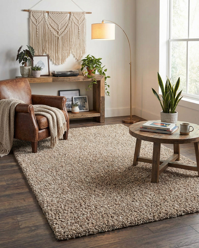 Plush Oasis Collection Area Rug - Serenity (Taupe) Rectangle Taupe  lifestyle 26