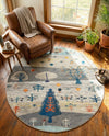 Colorburst Oasis Collection Area Rug -  Mosaic Round Ivory Gray Blue  lifestyle 71