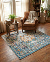 Parisian Elegance Collection Area Rug - Versailles (Teal) Square Teal  lifestyle 68