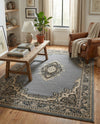 Tabriz Tapestry Collection Area Rug - Azerbaijan (Gray) Rectangle Gray  lifestyle 16