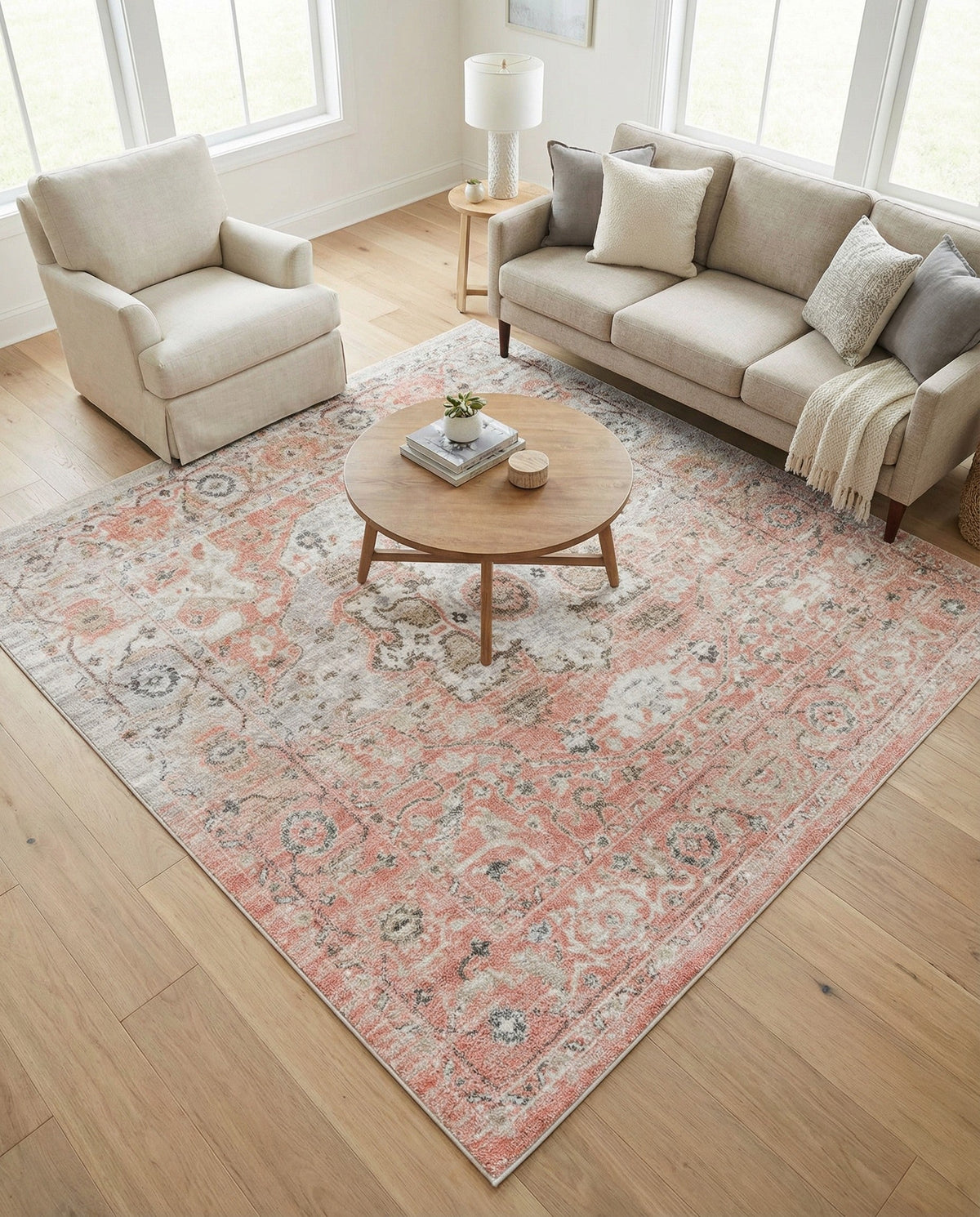 Parisian Elegance Collection Area Rug - Versailles (Rose Pink) Square Rose Pink  lifestyle 119