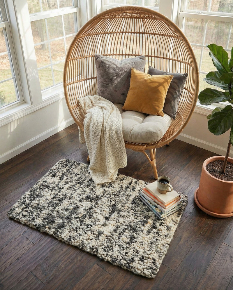 Wellington Luxe Shag Collection Area Rug - Kapiti Rectangle Salt and Pepper  lifestyle 49