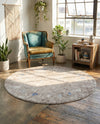 Zagros Shades Collection Area Rug -  Yasuj Round Gray Brown  lifestyle 76