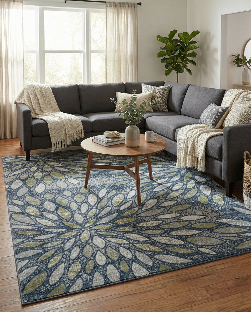 Savannah Elegance Collection Area Rug -  Riverfront Rectangle Navy Blue  lifestyle 46