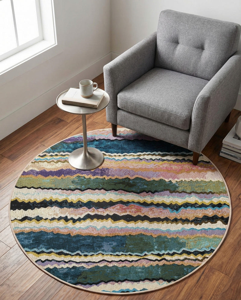 Urban Terrace Collection Area Rug -  Capri Round Multi  lifestyle 62