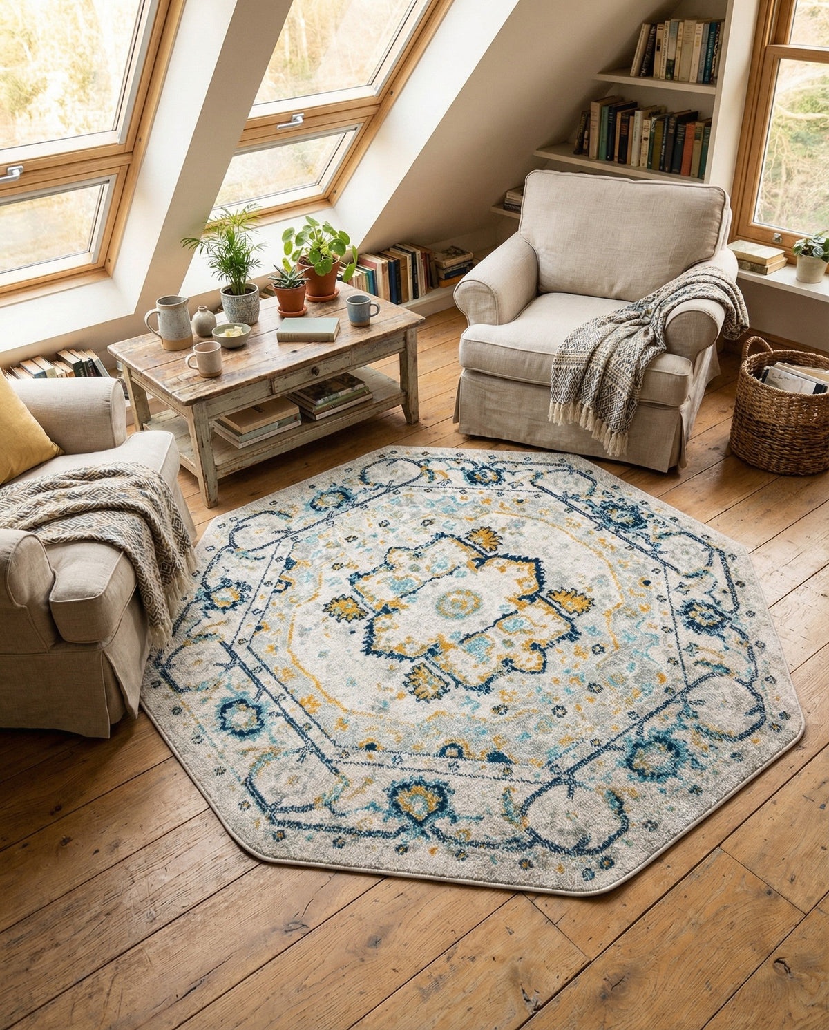 Parisian Elegance Collection Area Rug - Versailles (Gray) Octagon Gray  lifestyle 92