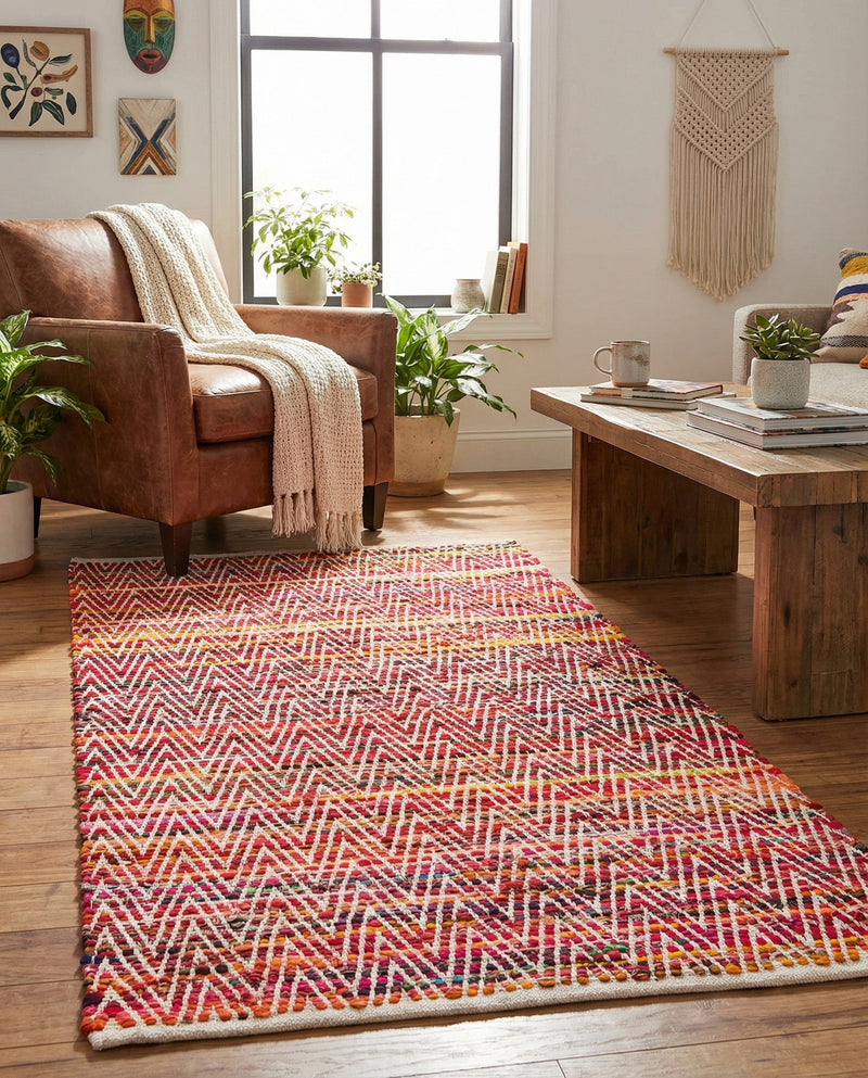 Zigzag Marina Collection Area Rug - HarborStripes Rectangle Multi  lifestyle 45