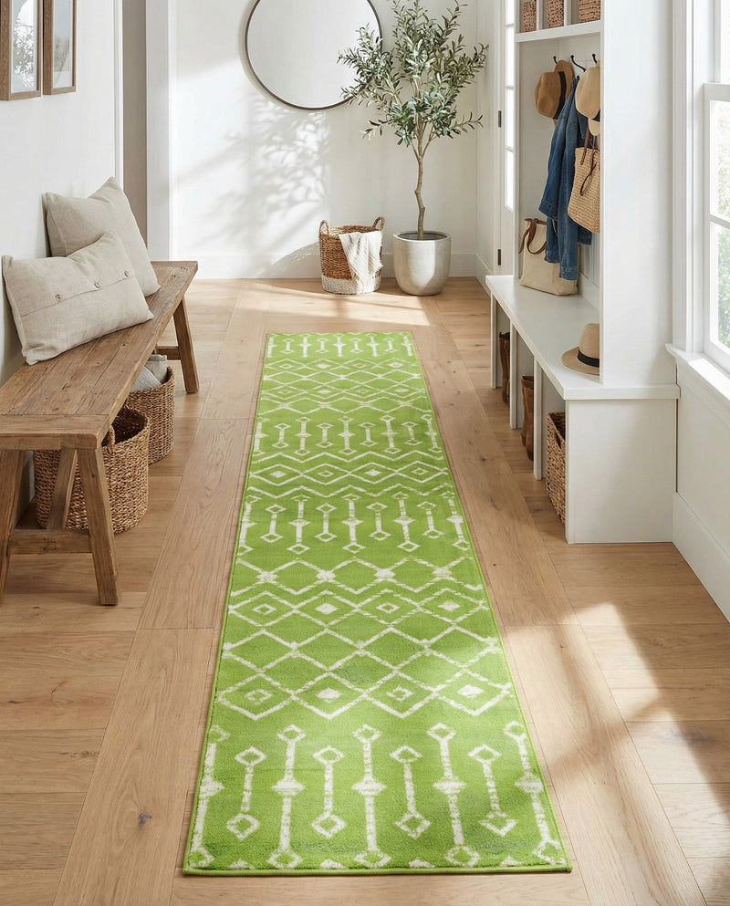 Marrakech Lattice Collection Area Rug - Medina (Green) Runner Green  lifestyle 39