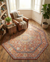 Seville Stripes Collection Area Rug - Cadiz (Brick Red) Octagon Brick Red  lifestyle 74
