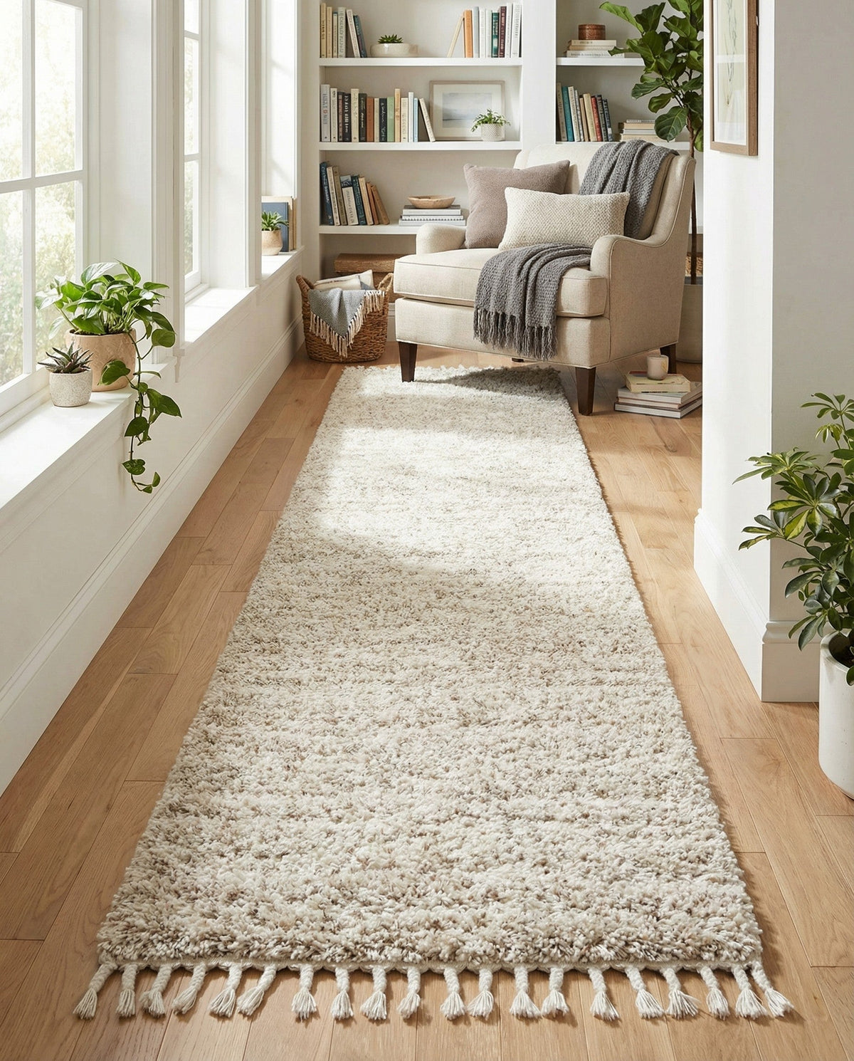 Cozy Cove Shag Collection Area Rug -  Harbor Runner Ivory  lifestyle 167