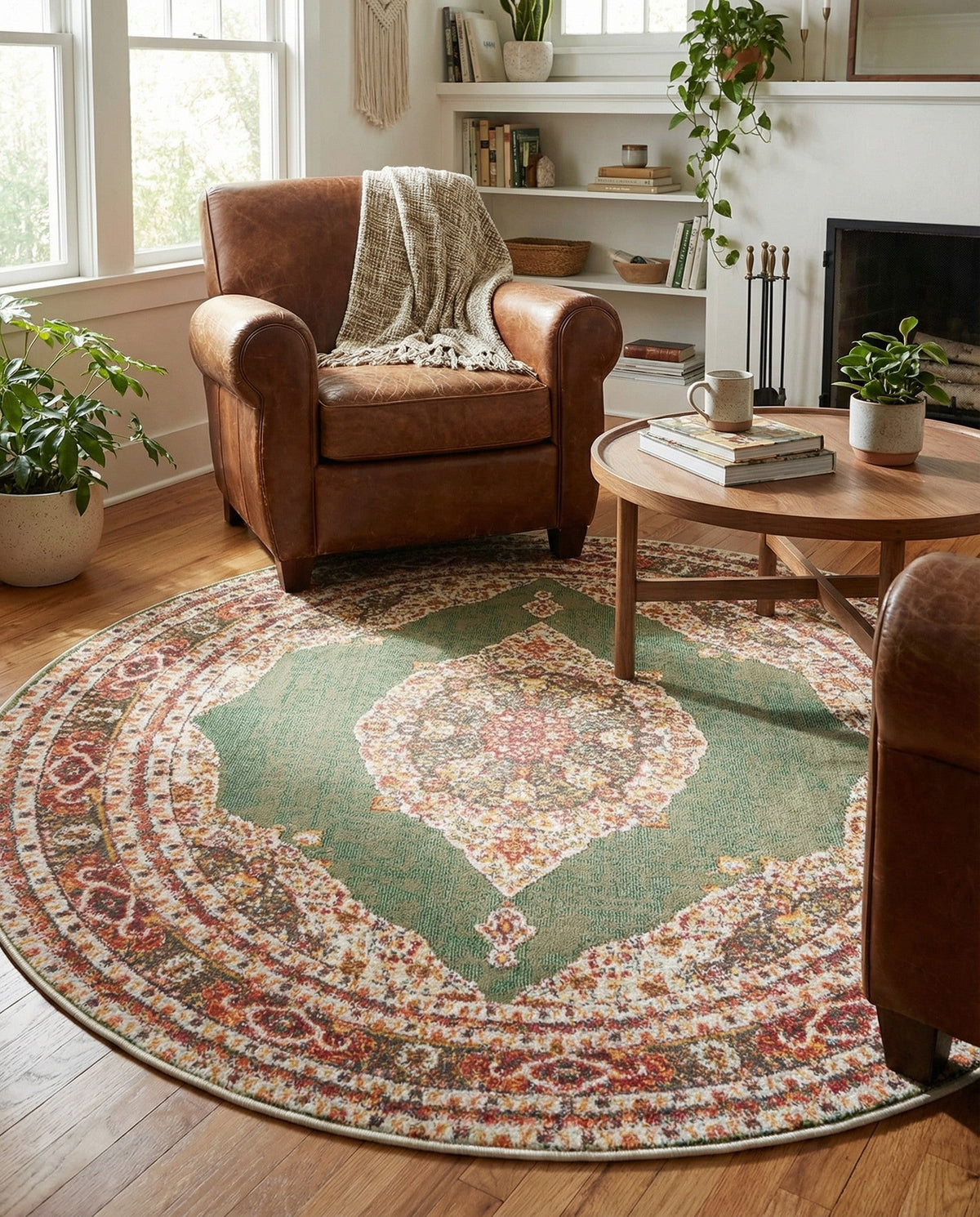 Caribbean Breeze Collection Area Rug -  Windward Round Green  lifestyle 178
