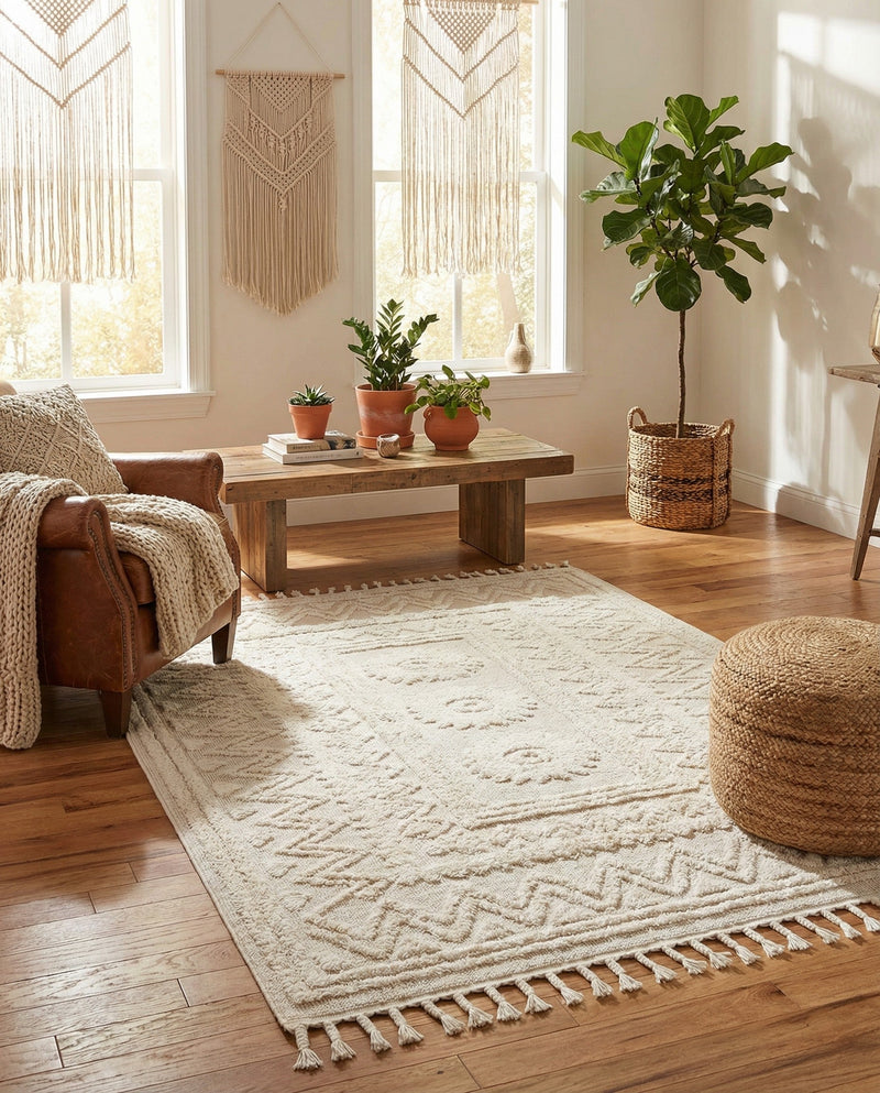 Sahara Chic Collection Area Rug -  Tangier Rectangle Ivory  lifestyle 58