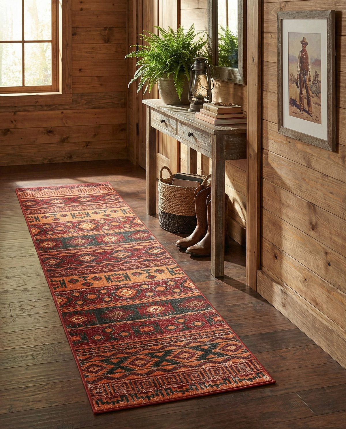 Geneva Terrace Collection Area Rug - Montreux Runner Rust Red  lifestyle 113