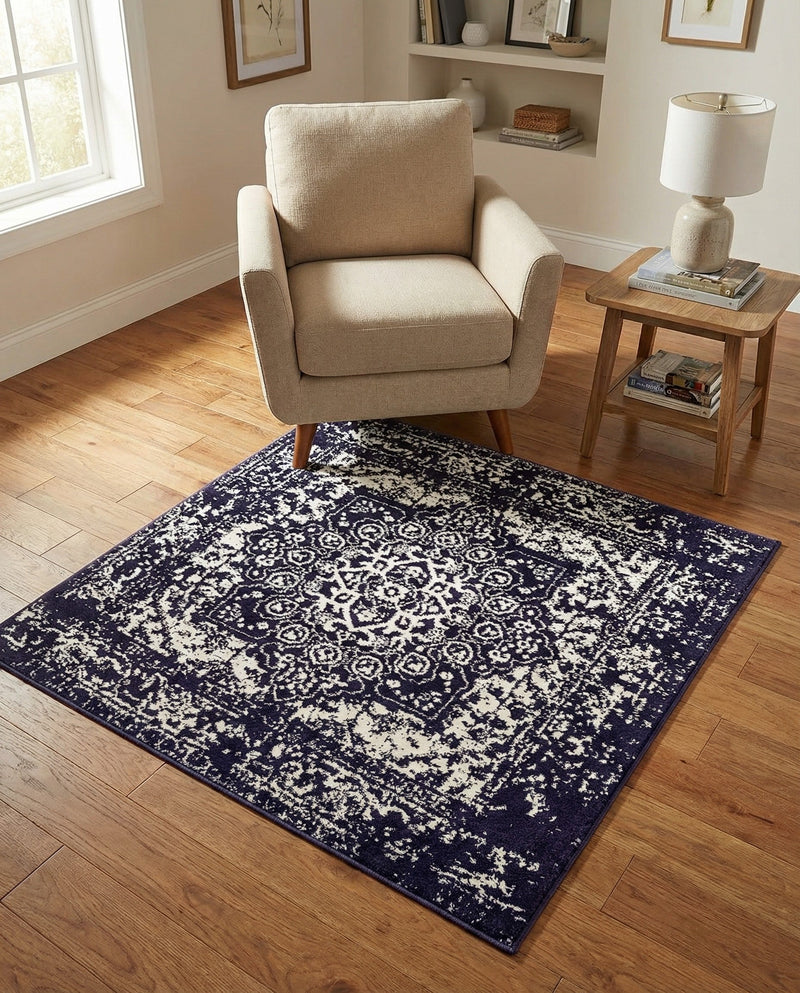 Georgetown Rugs Collection Area Rug - Dupont (Navy Blue) Square Navy Blue  lifestyle 64