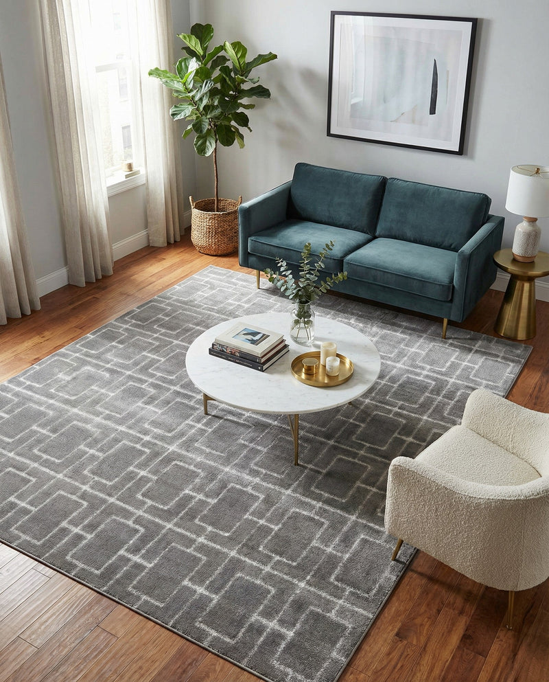 Hollywood Luxe Collection Area Rug -  Beverly (Gray Silver) Rectangle Gray Silver  lifestyle 16
